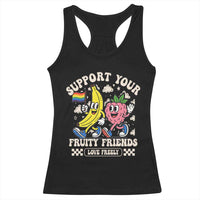 Support Your Fruity Friends Racerback Tank Top Retro Cute Banana and Berry LGBT Pride Support - Wonder Print Shop