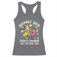 Support Your Fruity Friends Racerback Tank Top Retro Cute Banana and Berry LGBT Pride Support - Wonder Print Shop