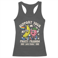 Support Your Fruity Friends Racerback Tank Top Retro Cute Banana and Berry LGBT Pride Support - Wonder Print Shop