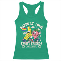 Support Your Fruity Friends Racerback Tank Top Retro Cute Banana and Berry LGBT Pride Support - Wonder Print Shop