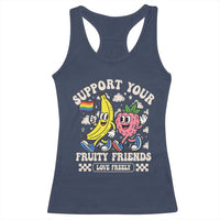 Support Your Fruity Friends Racerback Tank Top Retro Cute Banana and Berry LGBT Pride Support - Wonder Print Shop