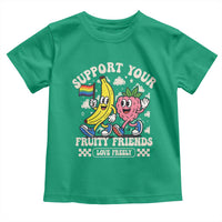 Support Your Fruity Friends Toddler T Shirt Retro Cute Banana and Berry LGBT Pride Support - Wonder Print Shop