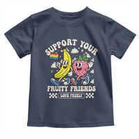 Support Your Fruity Friends Toddler T Shirt Retro Cute Banana and Berry LGBT Pride Support - Wonder Print Shop