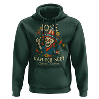 Jose Can You See Hoodie Funny Chelas y Cuetes 4th of July Latino Skeleton Fiesta - Wonder Print Shop