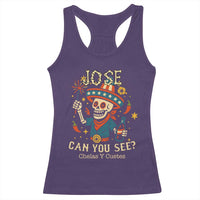Jose Can You See Racerback Tank Top Funny Chelas y Cuetes 4th of July Latino Skeleton Fiesta - Wonder Print Shop