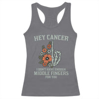 Anti Cancer Skeleton Middle Finger Racerback Tank Top Floral Fck Cancer - Wonder Print Shop