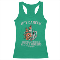 Anti Cancer Skeleton Middle Finger Racerback Tank Top Floral Fck Cancer - Wonder Print Shop