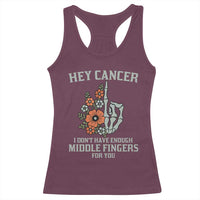 Anti Cancer Skeleton Middle Finger Racerback Tank Top Floral Fck Cancer - Wonder Print Shop