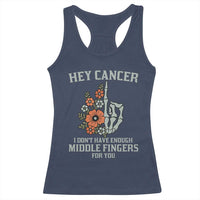 Anti Cancer Skeleton Middle Finger Racerback Tank Top Floral Fck Cancer - Wonder Print Shop