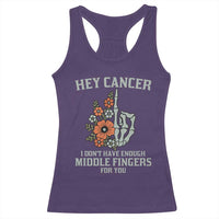 Anti Cancer Skeleton Middle Finger Racerback Tank Top Floral Fck Cancer - Wonder Print Shop