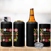 No Kings No Fascists No Tyrants No Nazis 4 in 1 Can Cooler Tumbler Subtle Resist Retro Boho Floral - Wonder Print Shop