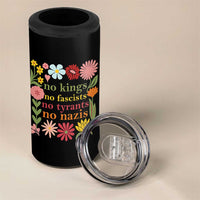 No Kings No Fascists No Tyrants No Nazis 4 in 1 Can Cooler Tumbler Subtle Resist Retro Boho Floral - Wonder Print Shop