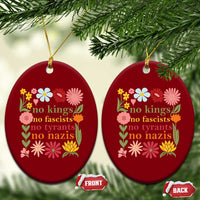 No Kings No Fascists No Tyrants No Nazis Ceramic Ornament Subtle Resist Retro Boho Floral - Wonder Print Shop