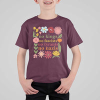 No Kings No Fascists No Tyrants No Nazis T Shirt For Kid Subtle Resist Retro Boho Floral - Wonder Print Shop