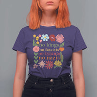 No Kings No Fascists No Tyrants No Nazis T Shirt For Women Subtle Resist Retro Boho Floral - Wonder Print Shop