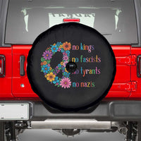 No Kings No Fascists No Tyrants No Nazis Spare Tire Cover Resist Retro Boho Floral Peace Sign - Wonder Print Shop