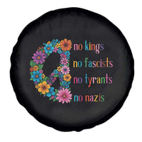 No Kings No Fascists No Tyrants No Nazis Spare Tire Cover Resist Retro Boho Floral Peace Sign - Wonder Print Shop