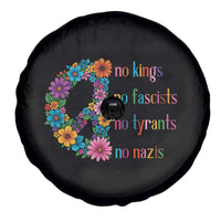 No Kings No Fascists No Tyrants No Nazis Spare Tire Cover Resist Retro Boho Floral Peace Sign - Wonder Print Shop