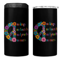 No Kings No Fascists No Tyrants No Nazis 4 in 1 Can Cooler Tumbler Resist Retro Boho Floral Peace Sign - Wonder Print Shop