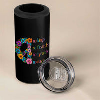 No Kings No Fascists No Tyrants No Nazis 4 in 1 Can Cooler Tumbler Resist Retro Boho Floral Peace Sign - Wonder Print Shop