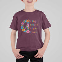 No Kings No Fascists No Tyrants No Nazis T Shirt For Kid Resist Retro Boho Floral Peace Sign - Wonder Print Shop