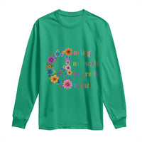 No Kings No Fascists No Tyrants No Nazis Long Sleeve Shirt Resist Retro Boho Floral Peace Sign - Wonder Print Shop