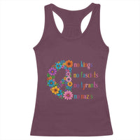 No Kings No Fascists No Tyrants No Nazis Racerback Tank Top Resist Retro Boho Floral Peace Sign - Wonder Print Shop