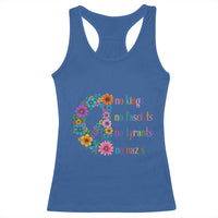 No Kings No Fascists No Tyrants No Nazis Racerback Tank Top Resist Retro Boho Floral Peace Sign - Wonder Print Shop