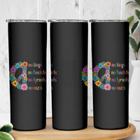 No Kings No Fascists No Tyrants No Nazis Skinny Tumbler Resist Retro Boho Floral Peace Sign - Wonder Print Shop