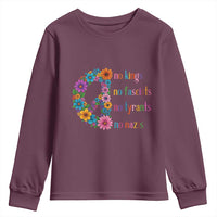 No Kings No Fascists No Tyrants No Nazis Youth Sweatshirt Resist Retro Boho Floral Peace Sign - Wonder Print Shop