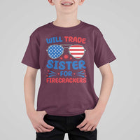 Will Trade Sister for Firecrackers T Shirt For Kid Funny 4th of July Patriotic Humor - Wonder Print Shop