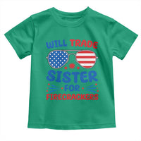 Will Trade Sister for Firecrackers Toddler T Shirt Funny 4th of July Patriotic Humor - Wonder Print Shop