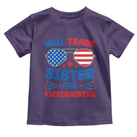 Will Trade Sister for Firecrackers Toddler T Shirt Funny 4th of July Patriotic Humor - Wonder Print Shop