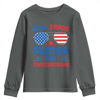 Will Trade Sister for Firecrackers Youth Sweatshirt Funny 4th of July Patriotic Humor - Wonder Print Shop