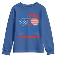 Will Trade Sister for Firecrackers Youth Sweatshirt Funny 4th of July Patriotic Humor - Wonder Print Shop