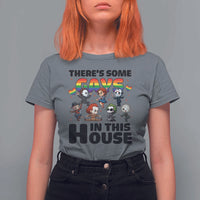 There's Some Gays in This House T Shirt For Women Funny LGBTQ+ Horror Character Pride Mashup - Wonder Print Shop