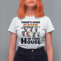 There's Some Gays in This House T Shirt For Women Funny LGBTQ+ Horror Character Pride Mashup - Wonder Print Shop