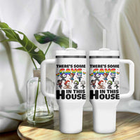 There's Some Gays in This House Tumbler With Handle Funny LGBTQ+ Horror Character Pride Mashup - Wonder Print Shop