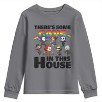 There's Some Gays in This House Youth Sweatshirt Funny LGBTQ+ Horror Character Pride Mashup - Wonder Print Shop