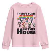 There's Some Gays in This House Youth Sweatshirt Funny LGBTQ+ Horror Character Pride Mashup - Wonder Print Shop