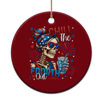 Chill the Fourth Out Skeleton Ceramic Ornament Funny Patriotic 4th of July Fireworks Party - Wonder Print Shop