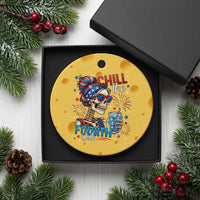 Chill the Fourth Out Skeleton Ceramic Ornament Funny Patriotic 4th of July Fireworks Party - Wonder Print Shop