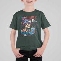 Chill the Fourth Out Skeleton T Shirt For Kid Funny Patriotic 4th of July Fireworks Party - Wonder Print Shop