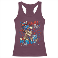 Chill the Fourth Out Skeleton Racerback Tank Top Funny Patriotic 4th of July Fireworks Party - Wonder Print Shop