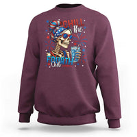 Chill the Fourth Out Skeleton Sweatshirt Funny Patriotic 4th of July Fireworks Party - Wonder Print Shop