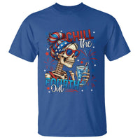 Chill the Fourth Out Skeleton T Shirt Funny Patriotic 4th of July Fireworks Party - Wonder Print Shop