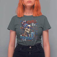 Chill the Fourth Out Skeleton T Shirt For Women Funny Patriotic 4th of July Fireworks Party - Wonder Print Shop