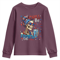 Chill the Fourth Out Skeleton Youth Sweatshirt Funny Patriotic 4th of July Fireworks Party - Wonder Print Shop