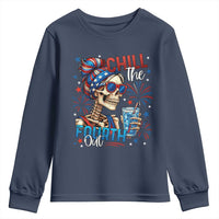 Chill the Fourth Out Skeleton Youth Sweatshirt Funny Patriotic 4th of July Fireworks Party - Wonder Print Shop