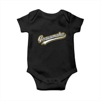 Geauxmaha Vintage Throwback Design Baby Onesie Purple and Gold Baseball Fan - Wonder Print Shop